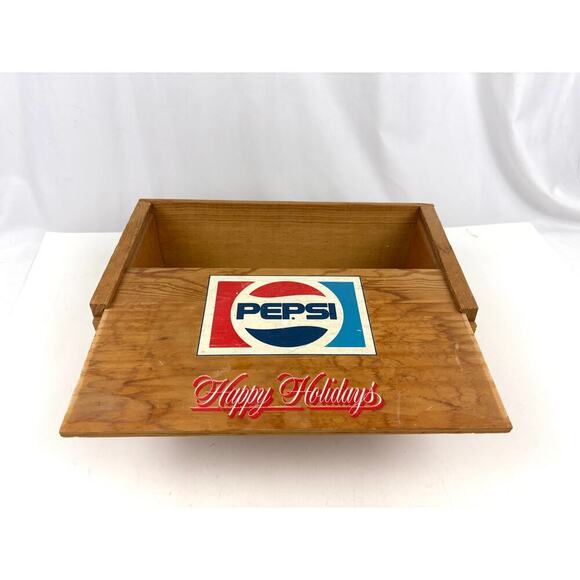 VTG Pepsi-Cola Crate Wooden Advertising Box Wood Lid Bottle Drink Sliding Lid - Picture 2 of 16